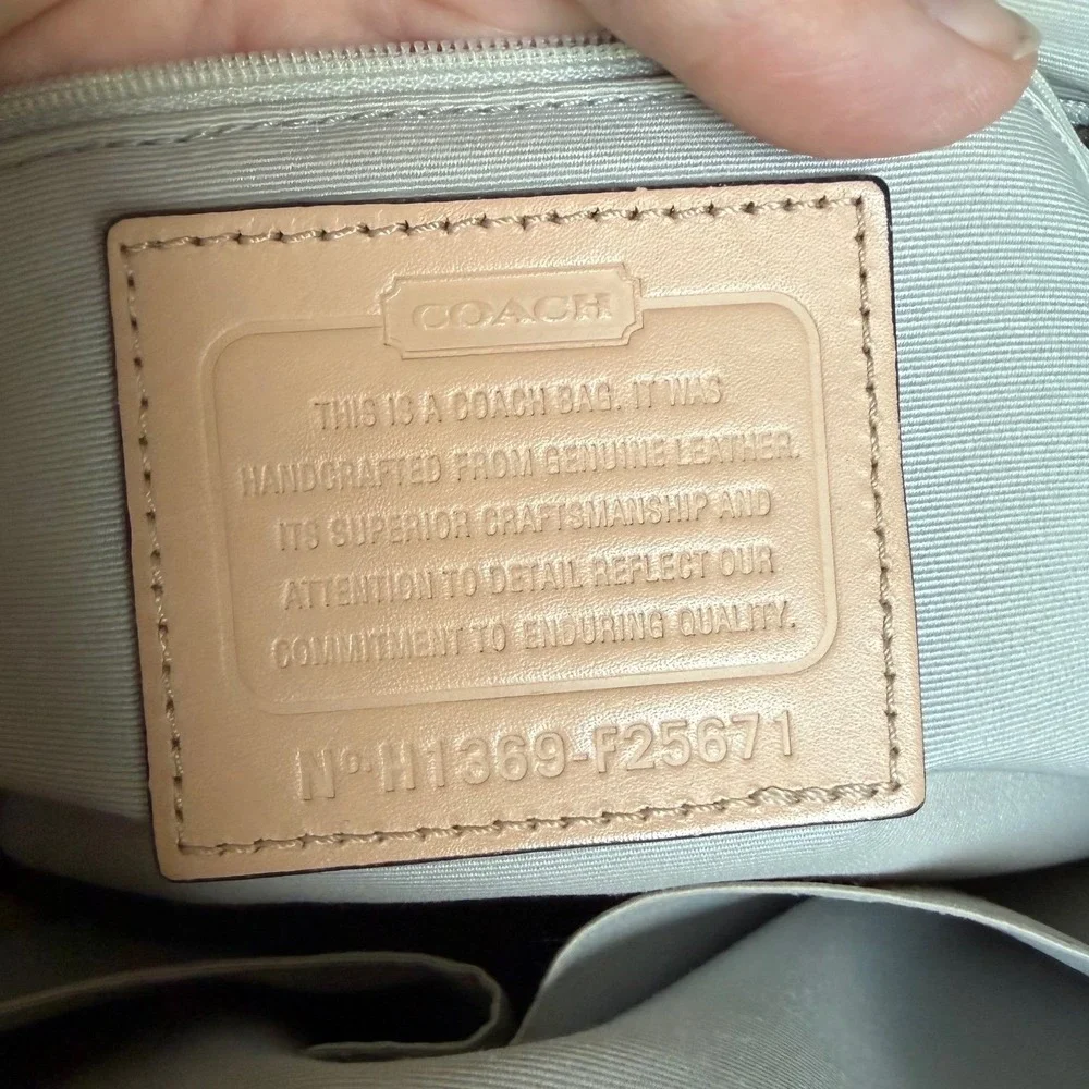 Coach Peyton Cora Domed Satchel Silver Metallic Leather Handbag F25671